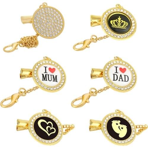 Rhinestone Baby Pacifier Clips Chain Bling Pacifier Holder Baby Soother Chain Infant Nipple Baby Shower Gifts 1 PC