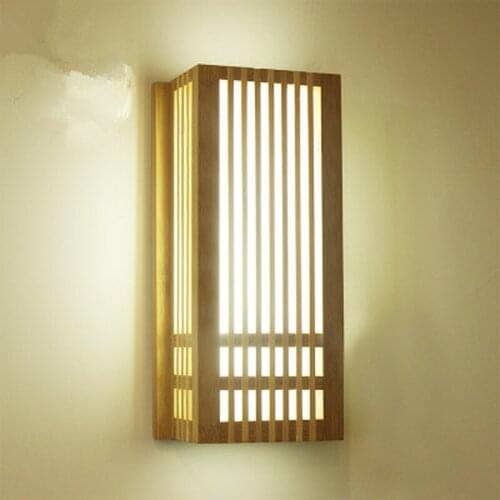 LED Natural Bamboo Wall Sconce wood wall lamp Japan style lighting living room restaurant cafe bedroom hotel hall Izakaya light