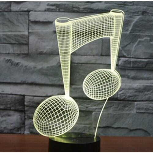 3D LED Night Light Dynamic Music Note with 7 Colors Light for Home Decoration Lamp Amazing Visualization Optical Illusion