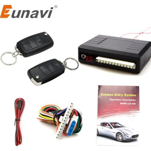 Eunavi Universal Car Auto Remote Central Control Kit Keyless Entry System LED Keychain Central Door Lock Locking Vehicle