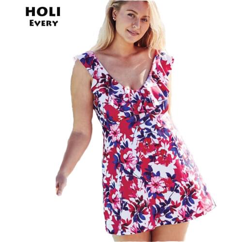 Swimsuit Dress Female Two pieces Separate Swimdress Tankini Plus Large Size Women Costume Beach Wear Bathing Suit XXXL Badpak 35