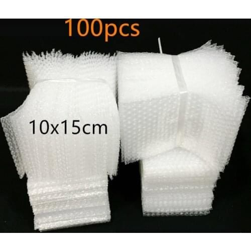 100pcs 10x15cm Plastic Wrap Envelope White Bubble Packing Bags PE Clear Shockproof Packaging Bag Double Film Bubble Bag