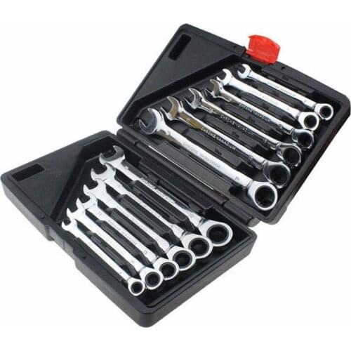 12Pcs/Set Steel Auto Flexible Head Sleeve Combination Tool Ratchet Handle Wrench Spanner Set of Hardware Car Repair Hand Tools