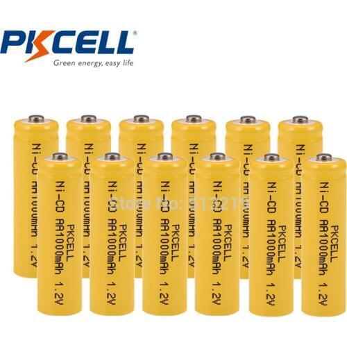 12pc NICD AA 2A 1000mAh 1.2V Rechargeable Battery Button Top for Solar Light