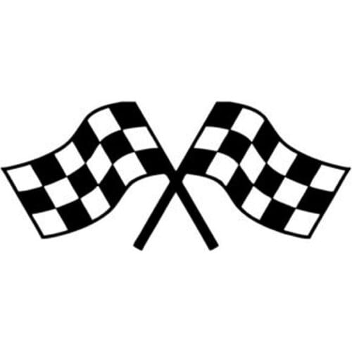 17.7cm*7.6cm Crossed Checkered Flags Fashion Car Sticker Vinyl Black/Silver S3-6517