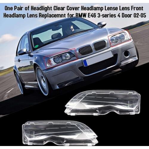 2 pieces Car Headlight Glass Cover Clear 4 Door Automobile Headlamp Head Light Lens Covers Styling for BMW E46 3-series