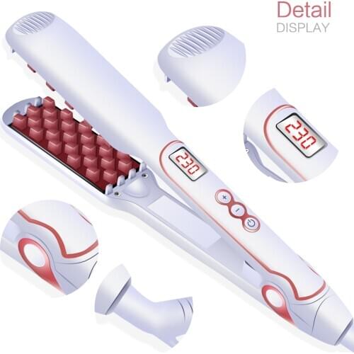 2 IN 1 Hair Volumizing Iron Hair Straightener Curling Crimping Waves Corn Brushes Hair Straightening&Curling Flat Iron New Hot