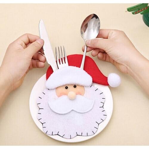 2018 Newest Santa Claus Cutlery Bag Christmas Tree Decorations Xmas Gift Cutlery Decor