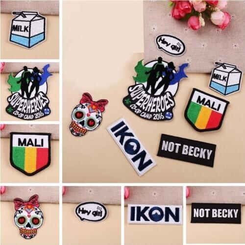 2019 Skull Superhero Iron Patches Punk Embroidered Iron Sticker For Clothing Vintage milk Patches Backpacks Applique Decoration