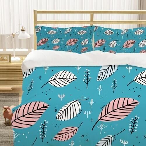 3D HD Digital Print Custom Duvet Cover,Comforter/Quilt/Blanket case Queen/King Bedding 220x240/200x200,Nordic eucalyptus leaves