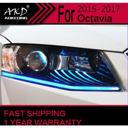 AKD Car Styling Head Lamp for Skoda Octavia LED Headlight 2015-2017 New Octavia DRL H7 D2H Hid Option Angel Eye Bi Xenon Beam