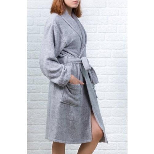 Bathrobes 100 Cotton Gray women men bath Turkish made 4 seasons seafood pool spa beach