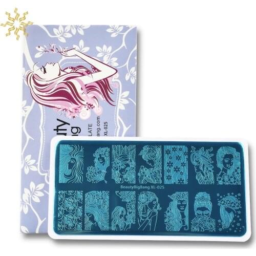 BeautyBigBang 6*12cm Young Girl Image Rectangle Template Manicure Nail Art Stamp Image Plate Tools Flower Nail Stamping Plate