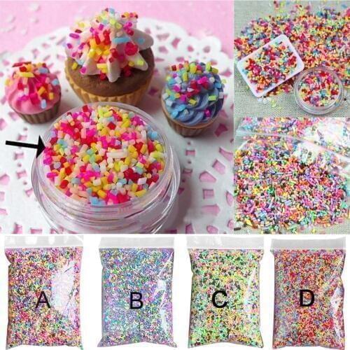 Behogar 100g DIY Polymer Clay Colorful Fake Candy Sweets Sugar Sprinkle Decorations Fake Cake Dessert Simulation Food Dollhouse