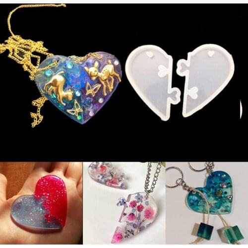 DIY 2021 New Product Silicone Crystal Epoxy Couple Pendant Epoxy Love Pendant Love Lock Jewelry