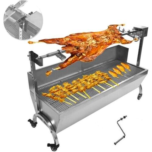 110V/220V 46" Large Stainless Steel BBQ Pig Lamb Goat Chicken Spit Roaster Rotisserie Spit
