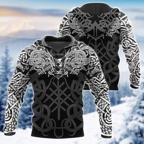 Unisex 3D Graphic Hoodies Sweatshirts Viking Celtic Tattoos Hoodie Men/Women Casual Gothic Streetwear Sweatshirt Pullover H-77