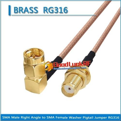 1X Pcs SMA Male Right Angle 90 Degree to SMA Female O-ring Bulkhead Mount Nut Pigtail Jumper RG316 Cable 50 ohm Low Loss