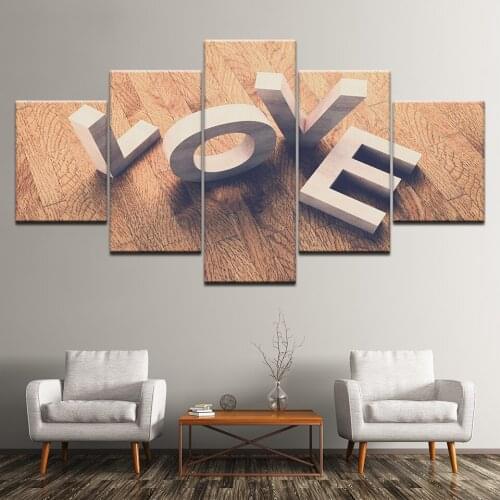 Canvas Painting letter love hearts 5 Pieces Wall Art Painting Modular Wallpapers Poster Print for living room Home Decor