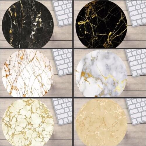 Mairuige Mouse Pad 20x20cm Marble Rose Gold Pop Black and White 3D Printing Round Computer Mousepad Gaming Pc Desk Mat