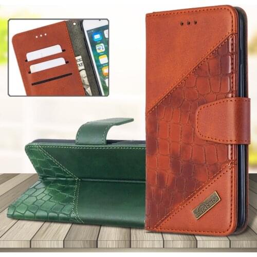 For Huawei Honor 9X 10 Lite 9S 9A 8S 8A Pro 7S 7A Fashion Crocodile Pattern Splice Leather Case Wallet Stand Flip Phone Cover