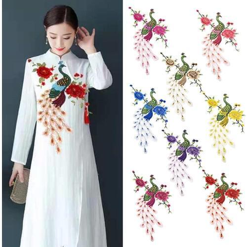 Fashion Embroidery Fabric Peacock Lace Sewing Applique Lace Collar Neckline Collar Applique DIY Clothing Accessory Scrapbooking