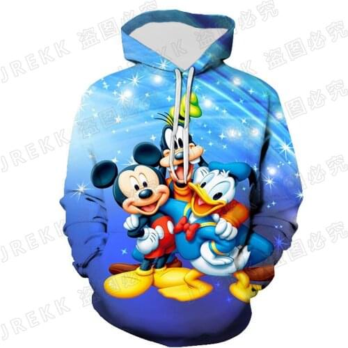 Disney Cartoon Mickey Mouse Boy Girl Kids Anime Clothes Fashion 3D Print Men Sweatshirt Fashion Streetwear Women Hoodie