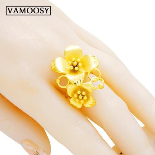 Fashion 24K Gold Never fade rings For Women wedding jewelry Vintage Midi Finger Ring Female Party Jewelry Gifts Drop Shipping