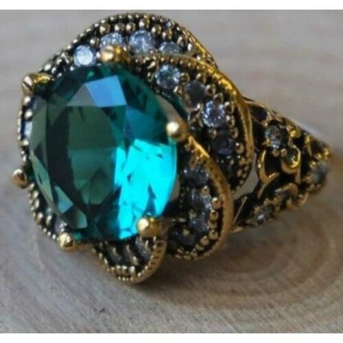 Fashion Women Jewelry Round Cut Lake Blue Zircon Bridal Rings for Wedding Engagement Ring Set Gifts