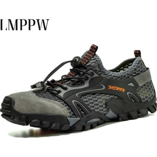 Men Mesh Breathable Sports Outdoor Sneakers Lace-up Shoes Mountaineering shoes Light Quality Wadin Walking Men casual Shoes 2.5a