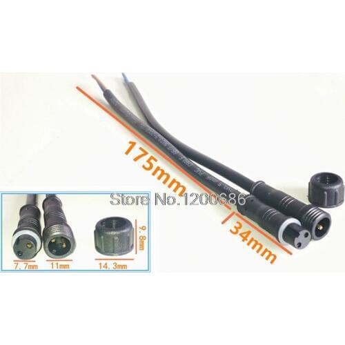 Male Female IP67 Waterproof 2/3/4 pin Circular Wire Connector with 40cm Wire