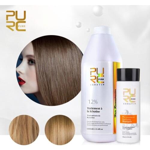 PURC 12% Formlain Keratin Hair Treatment + Purifying Shampoo Set Straightening Repair Frizz Scalp Treatment Hair Care Dropship