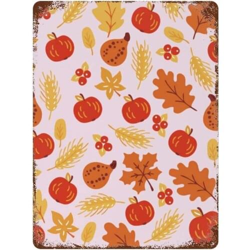 NoBrands Vintage Retro Metal Tin Sign Wall Decor Art Thanks Giving Harvest Season Pumpkin Home Decor Plaque Poster Man Cave