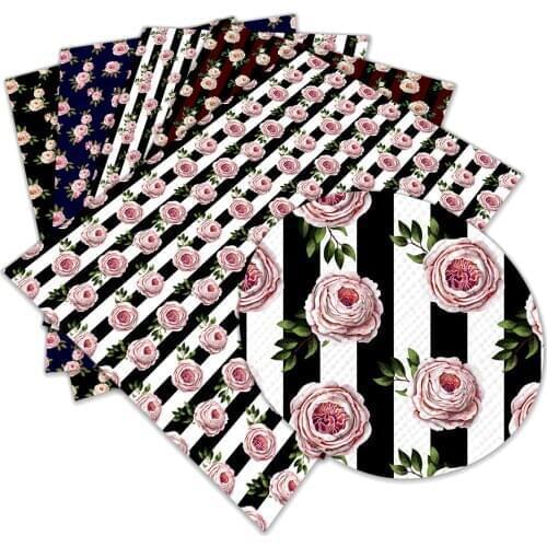 New Beautiful Flower Pattern Printed Synthetic Faux Leather 30 cm x 136cm for DIY Hair Bow Bags