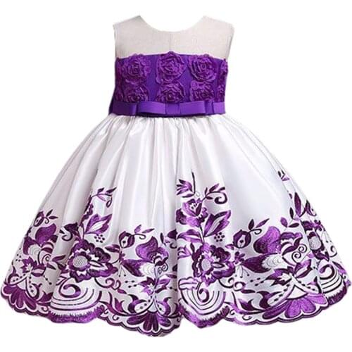 New Girls Birthday Party Evening Dress Children Embroidered Lace Princess Dresses Piano Performance Dress 2-10 Age Girls Clothes