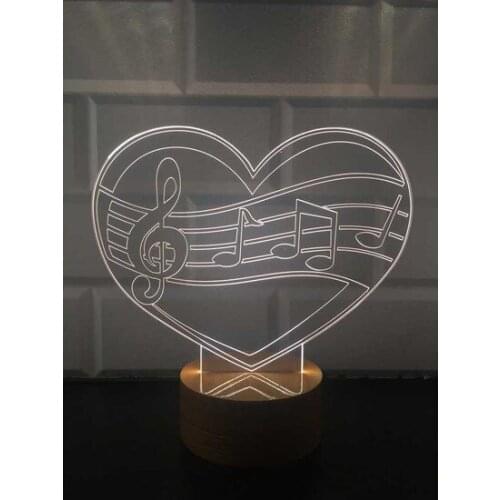 Modern New By-Lamp 3 Dimensional Love Music lamp Desk Lamp
