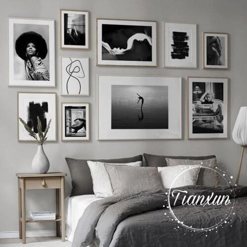 Nordic Poster Black And White Building Canvas Painting Girl Wall Art Posters Prints Wall Pictures For Living Room Scandinavian