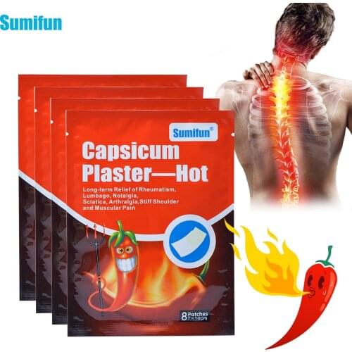 Sumifun 8Pieces/Bag Capsicum Plaster Hot Muscle Pain Back Pain Relieve Body Relaxation Plaster Joint Pain Killer K02101
