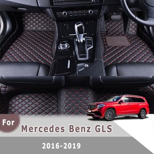 RHD Car Floor Mats For Mercedes Benz GLS 2019 2018 2017 2016 Carpet Auto Interior Accessories Custom Leather Styling Foot Pads
