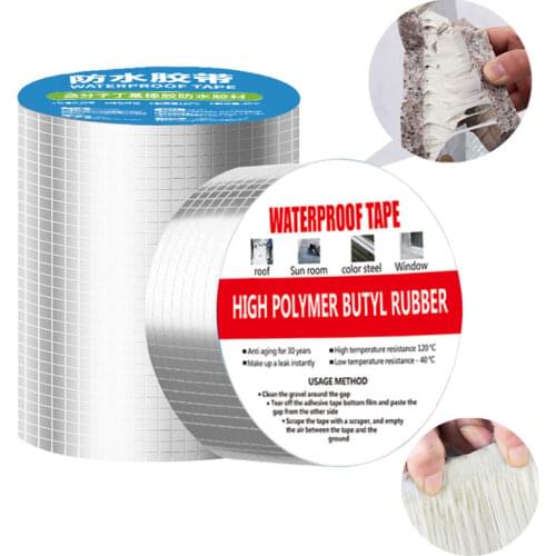 Self Adhesive Aluminum Foil Butyl Rubber Tape Stop Leak Stick Waterproof Repair Super Nano Tape for Roof Hose Repair Flex Tape