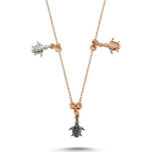 Silver 925 Sterling Turtle Pattern Sterling Dangle Necklace
