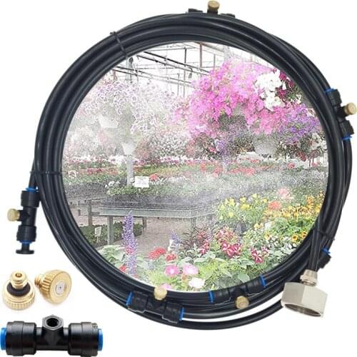 Mist System For Garden Water Sprayer Patio Cooling 26 pcs Nozzles Plus A Brass Adapter 3/4'' Mister Line 18 Meters 59FT
