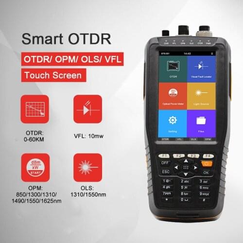 TM290T 4inch Touch Screen monitor OTDR Optical Time Domain Reflectometer Smart OTDR 1310 1550nm with VFL/OPM/OLS 22/20dB 0-60km