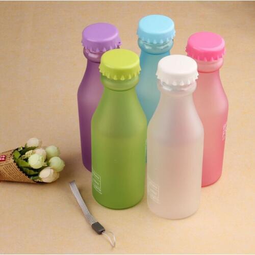 Convenient Matte Leak-proof Bike Outdoor Sports Unbreakable 550ml Plastic Water Drink Lemon Bottle With Rope