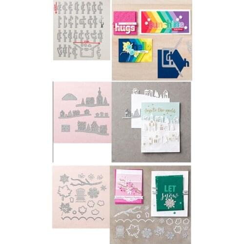 Maple Leaf Buildings Alphabets Metal Cutting Dies for Scrapbooking Embossing Diy Paper Cards Album Card Making Photo Decr