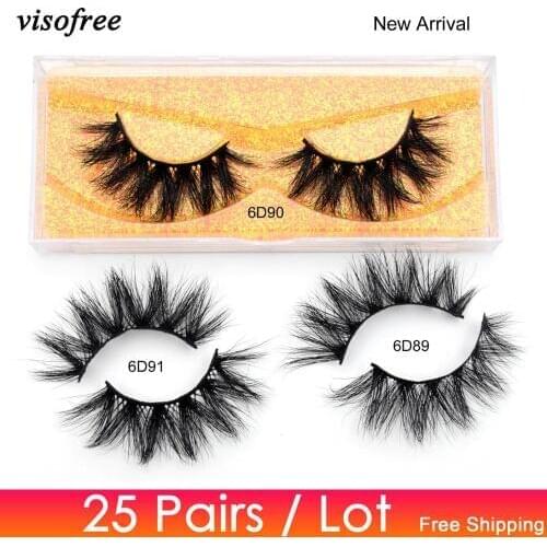 Visofree 25 pairs Mink Lashes 6D Mink Eyelashes 20mm Lashes Wholesale 3D Mink Lashes Bulk False Eyelash Lashes Boxes Packaging