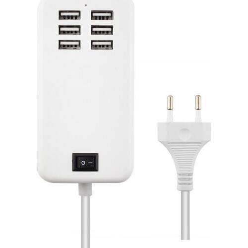 6USB Ports Charger HUB for Phone Tablet 20W Smart Wall Socket Charging Extension Socket Power Adapter EU plug