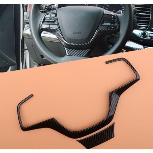 1 Set Carbon Fiber Style Steering Wheel Strip Cover Trim Fit For Hyundai Elantra 2017 2018