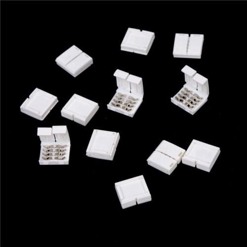 10Pcs/lot Solderless 10mm 4 Pin RGB LED Strip Connector Adapter for 5050 RGB LED Strip Wholesale