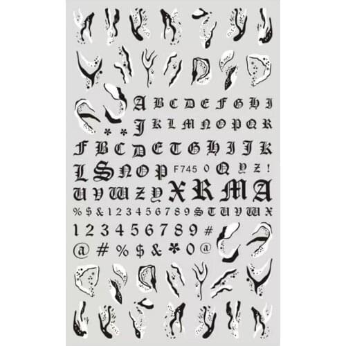 Geometric Letters Leaf Love Butterfly Stars Font Nail Sticker Design DIY Nail Foil Decoration Accessories Sticker 10PCS